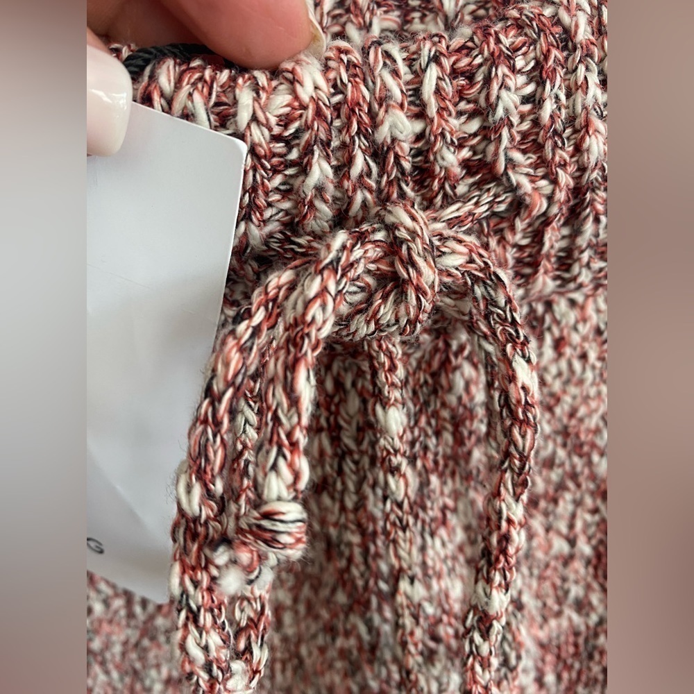 MANGO High Waist Flecked Burgundy Knit Shorts Cotton S Size S - Picture 7 of 11